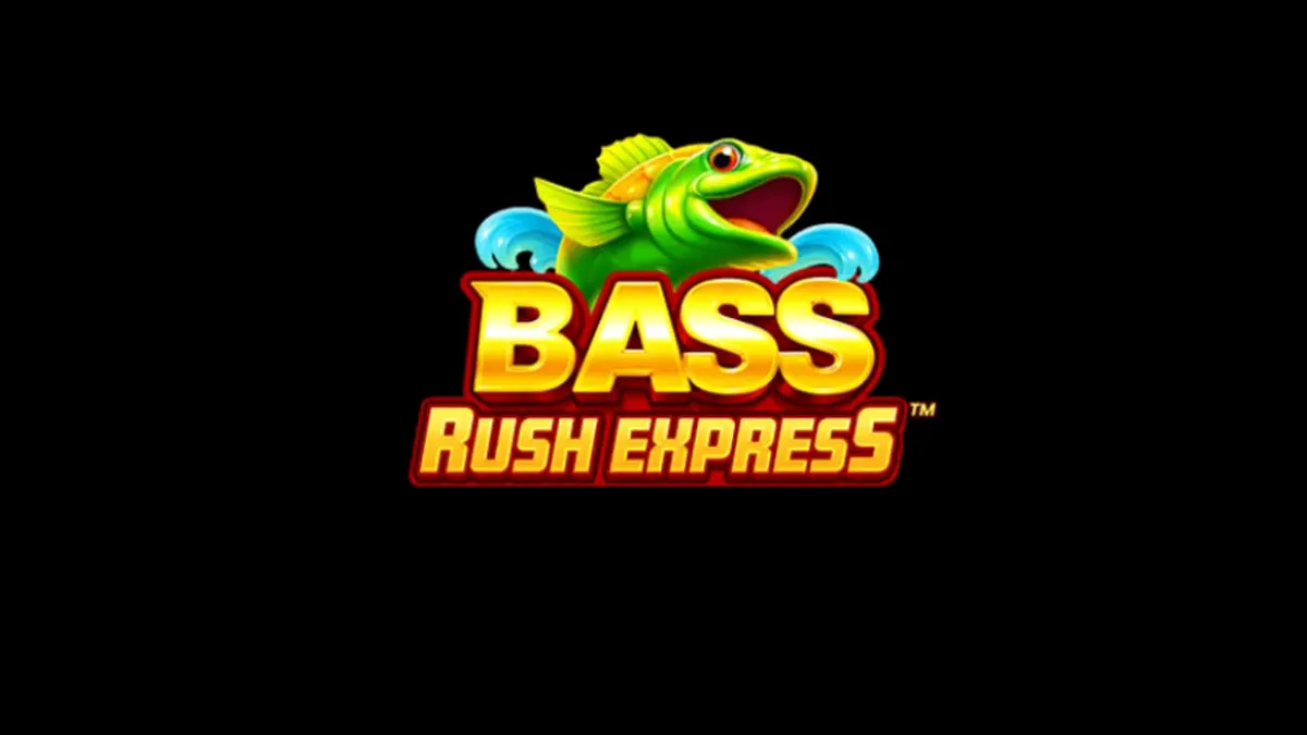Tampilan layar permainan slot Bass Rush Express dengan tema memancing dan fitur Rush Express