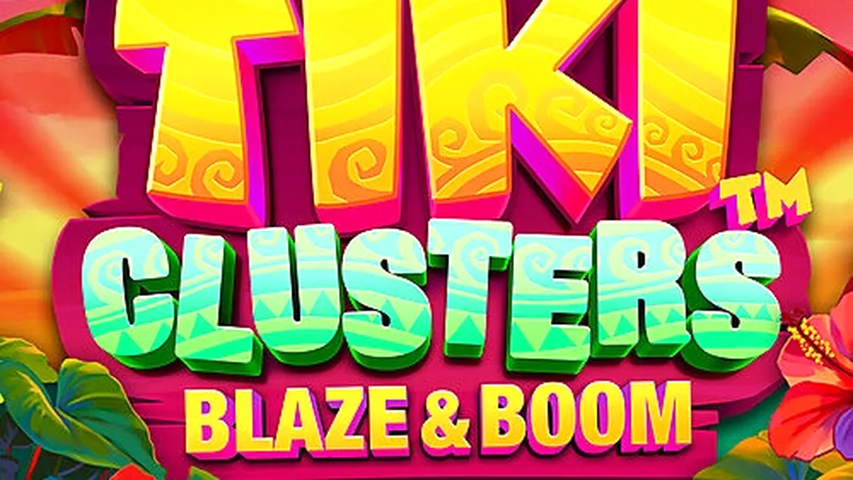 Tampilan visual permainan slot Tiki Clusters Blaze & Boom dengan tema tropis