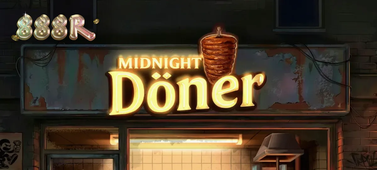 Tampilan visual mesin slot Midnight Doner dengan tema kedai kebab yang unik